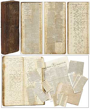 Item #397863 [Scrapbook]: 1830s Tanner's Ledger used as a Civil War-Era Scrapbook