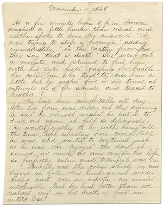 Leaf from the Diary of George Combe Mann, describing the death of his older brother Horace Mann, Jr., 1868