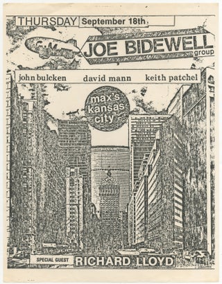 Item #398069 [Flyer]: Max's Kansas City: Joe Bidewell Group. Jim Bulcken. David Mann. Keith...