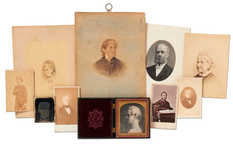 Item #398335 Previously Undiscovered Quarter Plate Daguerreotype Portrait of Horace Mann, along with a Small Photographic Archive of his Family. Horace MANN.