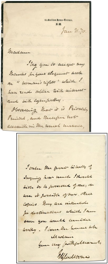 Item #398387 Autograph Letter Signed as Prime Minister about Women's Rights. William E. GLADSTONE.