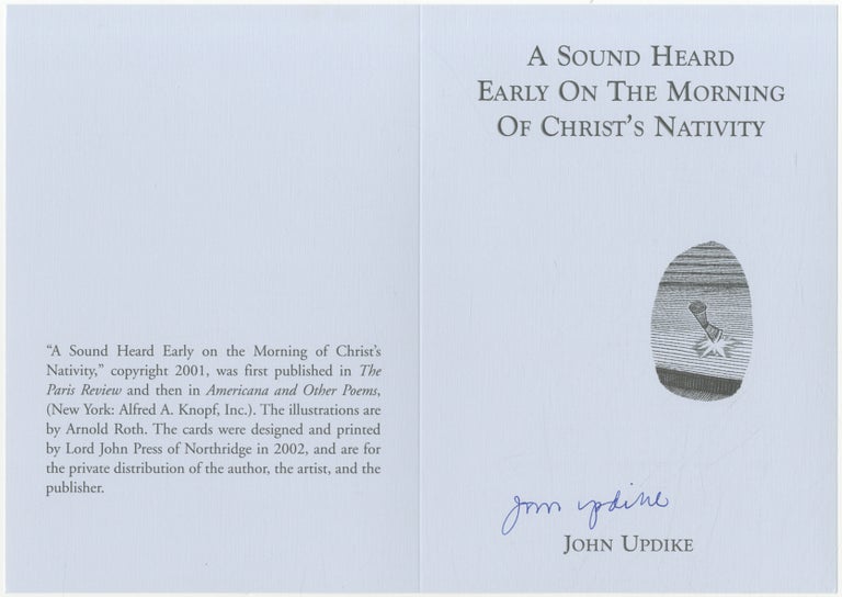 Item #398607 A Sound Heard Early on the Morning of Christ's Nativity. John UPDIKE.