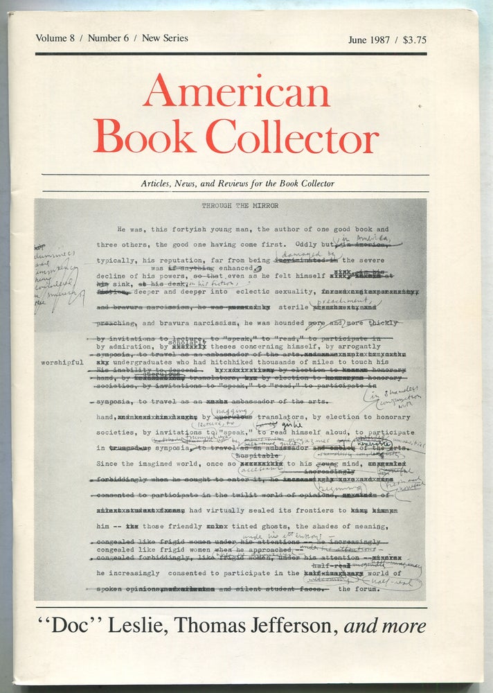 Item #398626 American Book Collector: Volume 8, Number 6, New Series, June 1987. John UPDIKE.