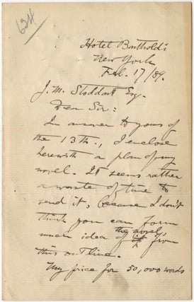 Autograph Letter Signed ("G. P. Lathrop". George Parson LATHROP.