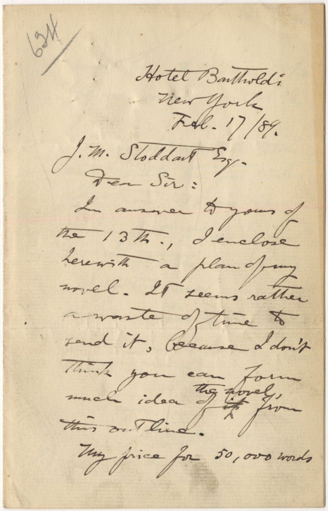 Item #399822 Autograph Letter Signed ("G. P. Lathrop"). George Parson LATHROP.