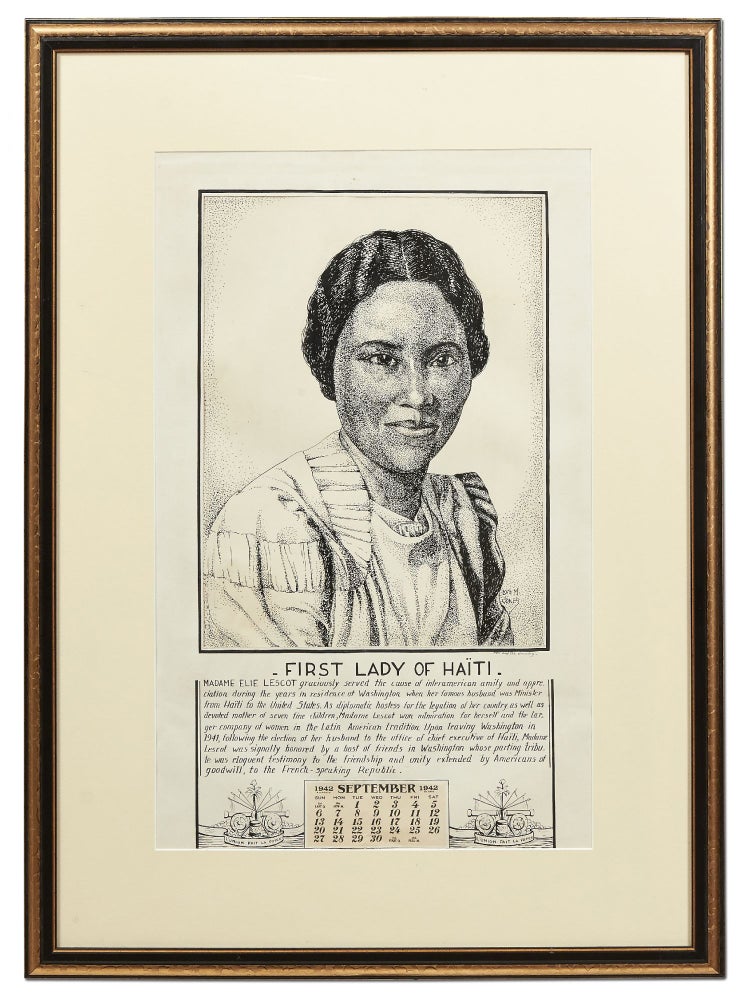 Item #399904 [Original Pen and Ink Drawing]: First Lady of Haiti [Madame Elie Lescot]. Lois Mailou JONES.