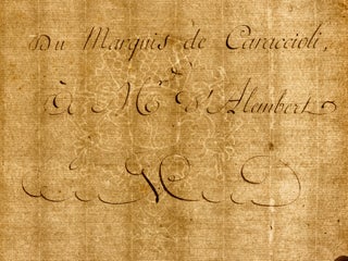 [Manuscript]: Lettre du Marquis de Caraccioli, à M. d'Alembert, Paris, 1 Mai 1781