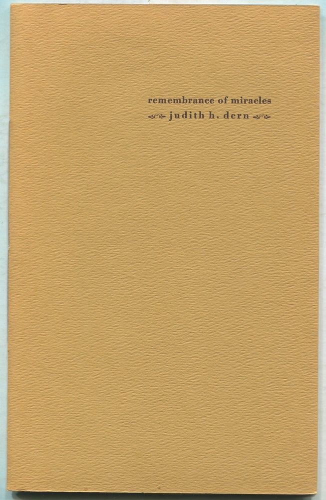 Item #400860 Remembrance of Miracles: A Collection of Verse. Judith H. DERN.