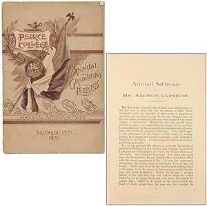 Item #402868 [Program]: Annual Graduating Exercises of Pierce College. Business and Shorthand 26th Class. Andrew CARNEGIE.
