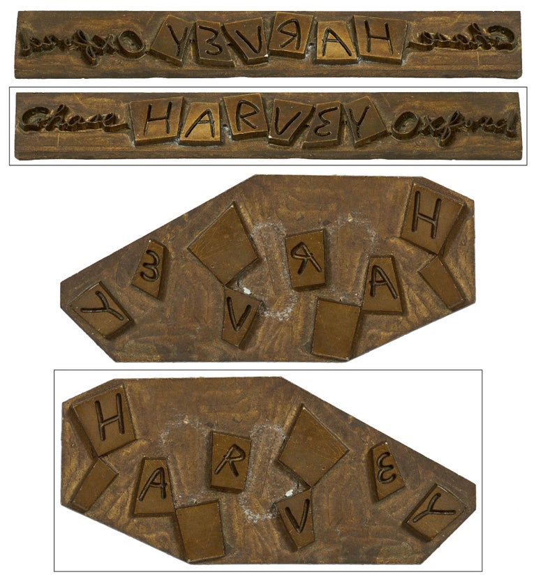 Item #403263 [Brass binding die-stamp for the spine and front board of]: Harvey. Mary CHASE, R. O. BLECHMAN.
