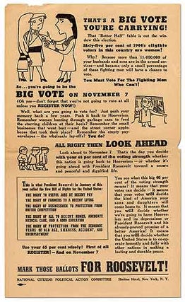 Item #403273 [Broadside, caption title]: That's a Big Vote You're Carrying! ... Sixty-five per...