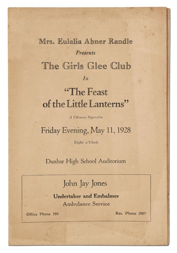 Item #404722 [Program]: Mrs. Eulalia Abner Randle Presents The Girls Glee Club in "The Feast of the Little Lanterns," A Chinese Operetta, Friday Evening, May 11, 1928