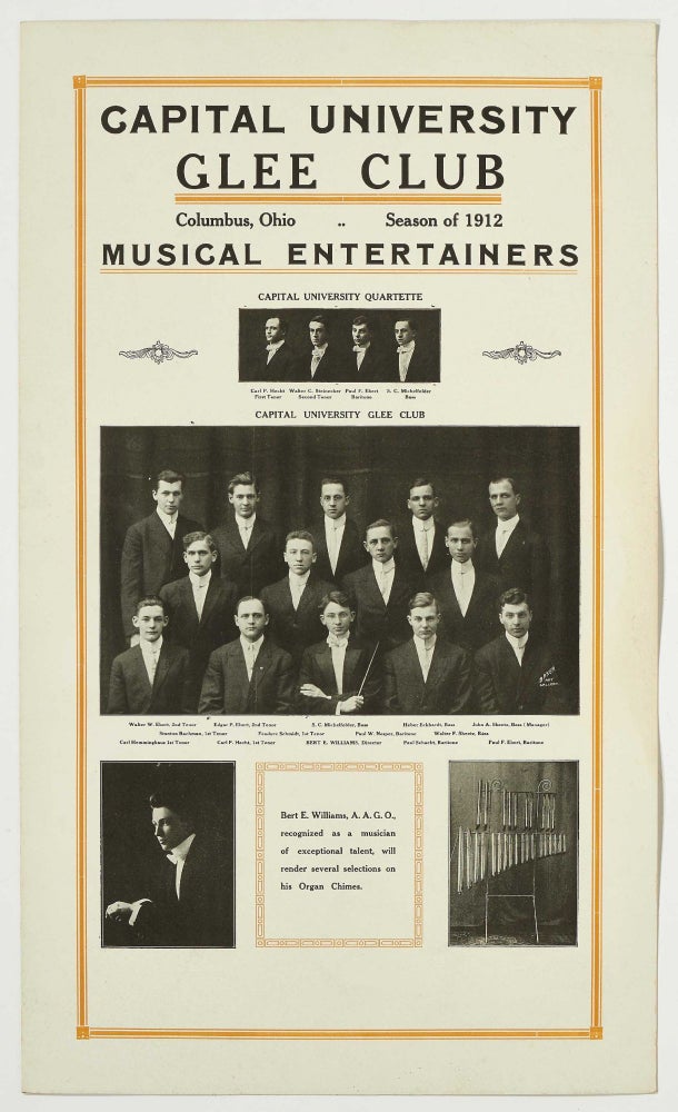 Item #406115 [Broadside]: Capital University Glee Club. Columbus, Ohio Season of 1912. Musical Entertainers [with] related photographic portraits