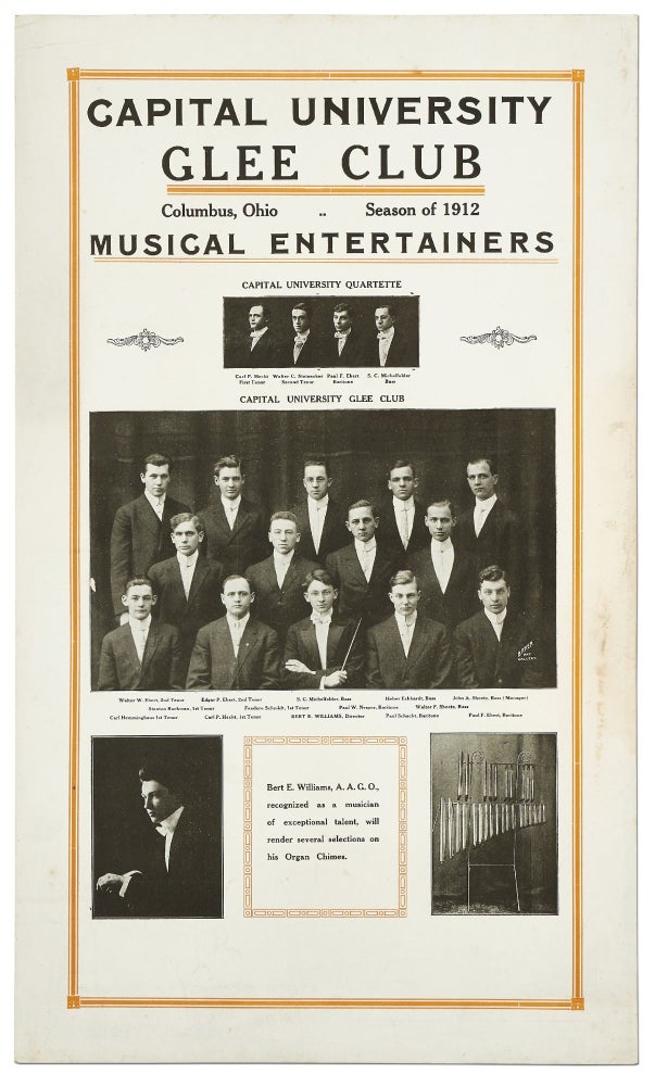 Item #406120 [Broadside]: Capital University Glee Club. Columbus, Ohio Season of 1912. Musical Entertainers
