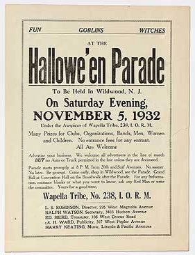 Item #406883 [Broadside]: Fun / Goblins / Witches at the Hallowe'en Parade to be held in Wildwood, N.J. ... November 5, 1932 under the Auspices of the Wapella Tribe, 238, I.O.R.M.