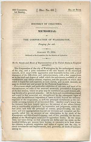 Item #407644 Memorial of the Corporation of Washington, Praying for aid. January 27, 1834
