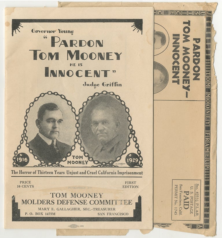 Item #407875 [Small Archive]: "Governor Young: Pardon Tom Mooney He is Innocent: Judge Griffin. The Horror of Thirteen Years Unjust and Cruel California Imprisonment" (pamphlet with related material). Tom MOONEY.