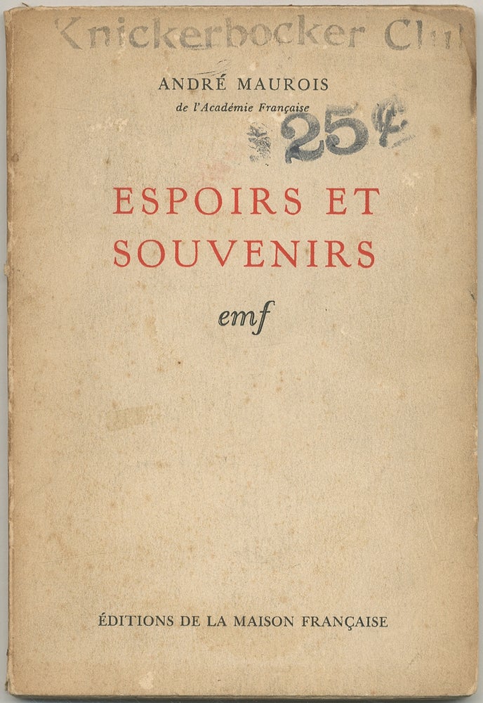 Item #408293 Espoirs et Souvenirs. Andre MAUROIS.