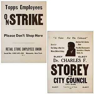 Item #409530 [Double-sided Broadside]: "A Voice for the Unheard" Elect Dr. Charles F. Storey for City Council [and] Topps Employees on Strike. Please Don't Shop Here