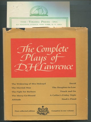 Item #409622 The Complete Plays of D.H. Lawrence. D. H LAWRENCE