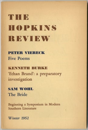 Item #410098 The Hopkins Review – Winter 1952 (Volume V, Number 2). Kenneth Burke Peter...