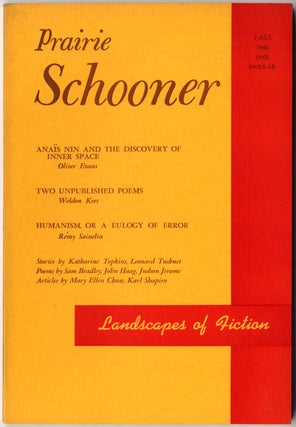 Item #410330 Prairie Schooner - Fall 1962 (Volume XXXVI, Number 3). Weldon KEES, Remy Saisselin,...
