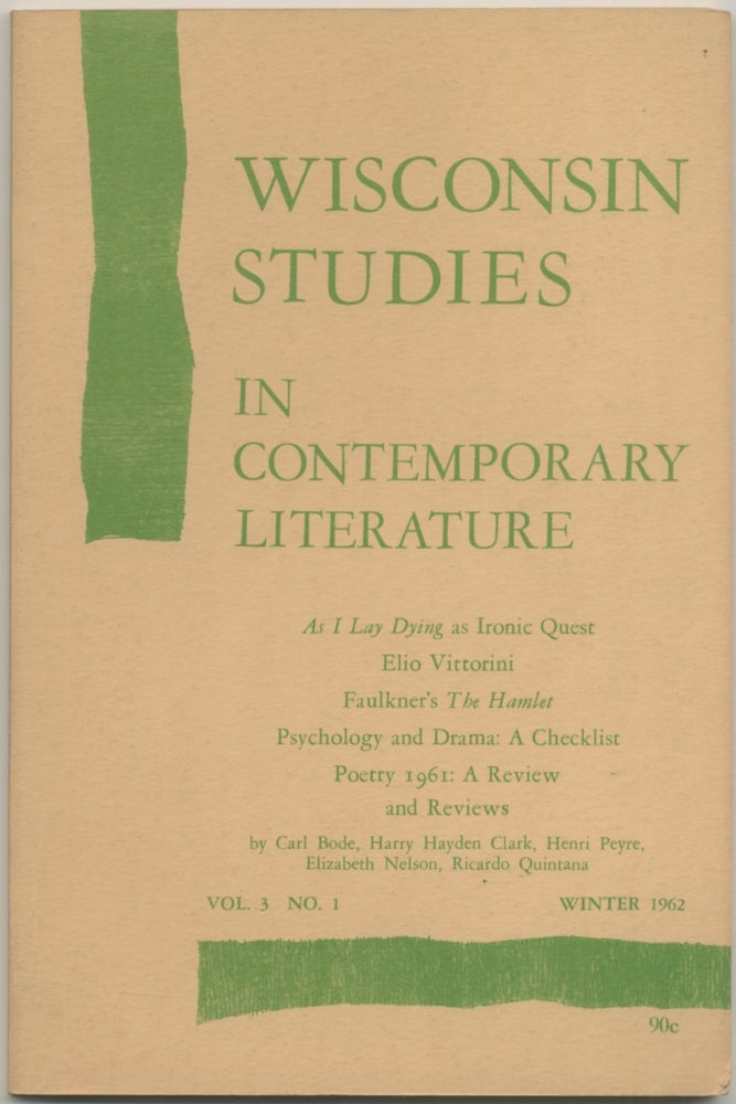 Item #410817 Wisconsin Studies - Winter 1962 (Volume 3, Number 1). Carl BODE, Ricardo Quintana, Elizabeth Nelson, Henri Peyre, Harry Hayden Clark, Jackson BRYER.
