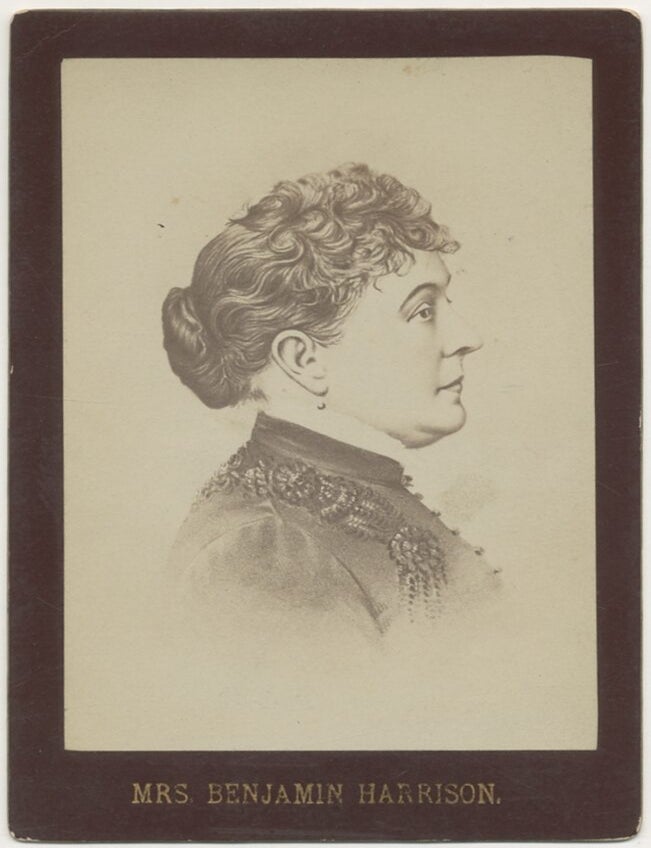 Cabinet Photograph]: Mrs. Benjamin Harrison. Mrs. Benjamin HARRISON, Caroline Scott.