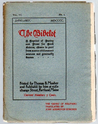 Item #411355 The Bibelot: A Reprintof Poetry and Prose for Book Lovers... - January 1900 (Volume...