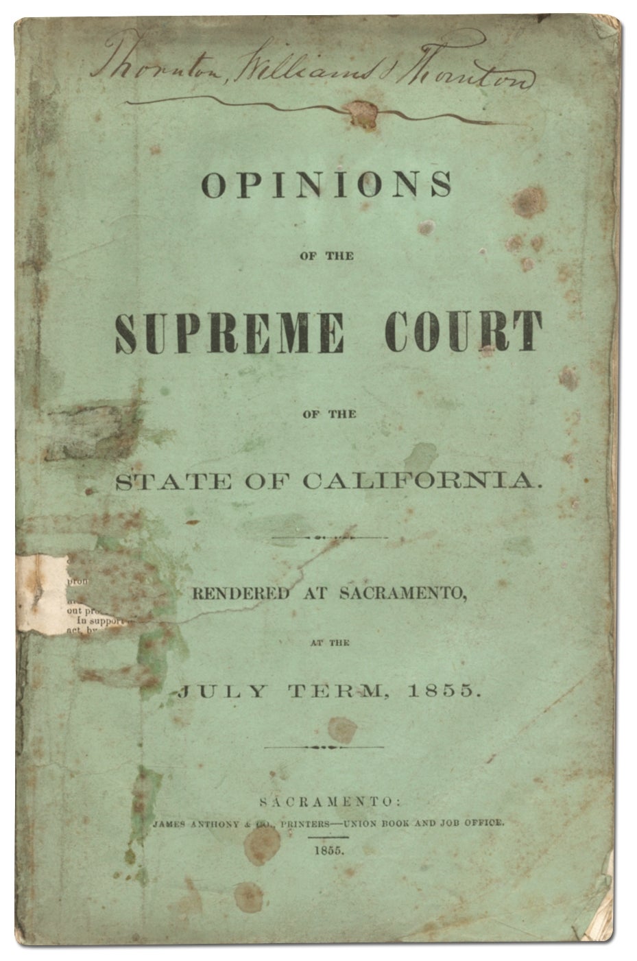 Opinions Of The Supreme Court Of The State Of California. Rendered At ...