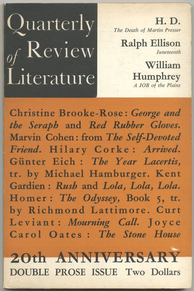 Item #411693 Quarterly Review of Literature. Volume XIII, Numbers 3/4. Ralph ELLISON.