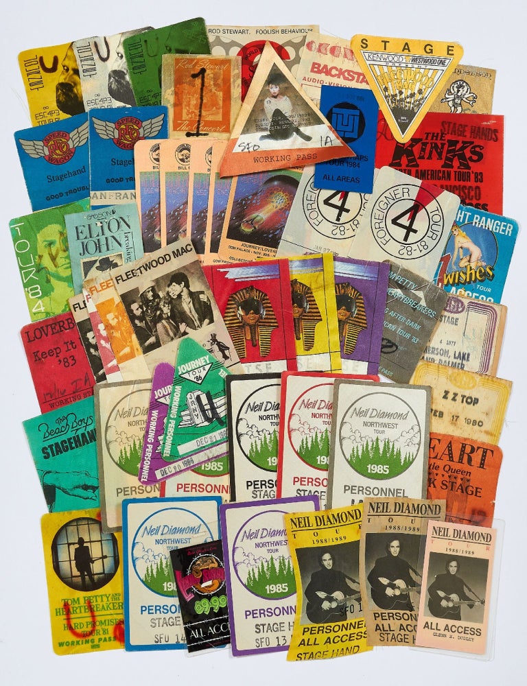Back Stage Passes or Patches for Various Rock Music Tours, 1980-1990. Journey Fleetwood Mac, Neil, Heart.