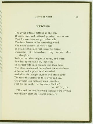 A Book of Verse written by the Pupils of Morristown High School