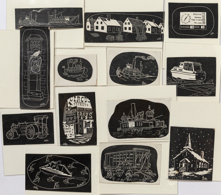 Item #413411 Archive of 1940s-Era Linocuts and Scratchboard Art. William ABBE.