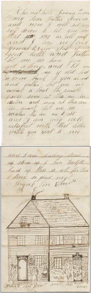 Item #413724 Autograph Letter Signed with Drawing of a House in Chestnut Hill, Pennsylvania. Franklin EVERITT.