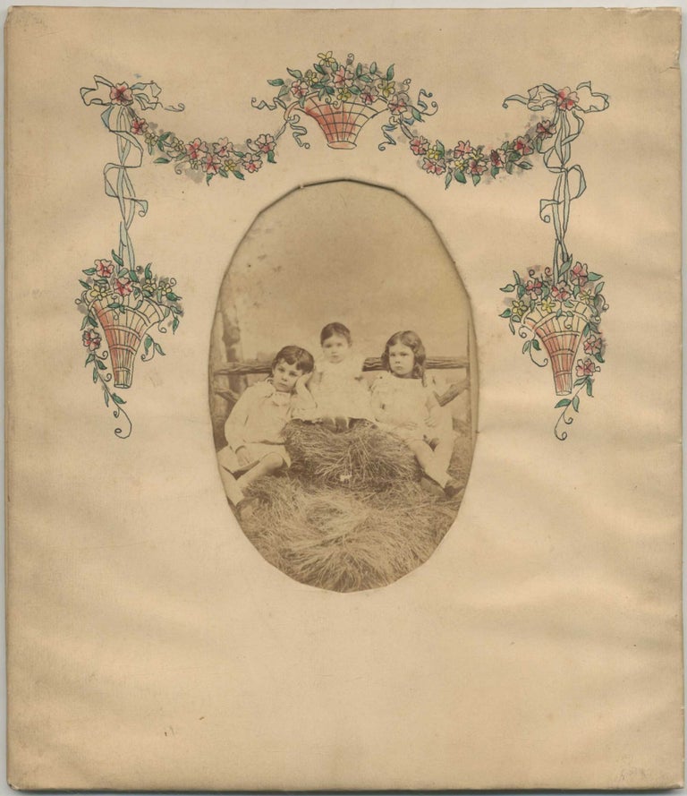 Item #413972 Photograph of Three Small Children in a Handpainted Frame