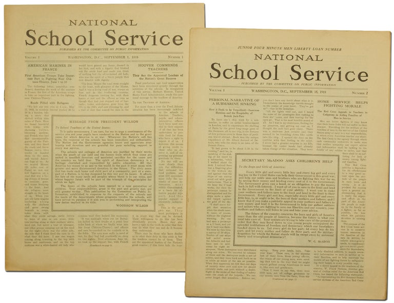 Item #414053 National School Service. Volume I, Nos. 1-2. Woodrow WILSON.