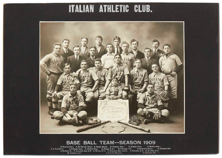 Item #414267 [Photograph]: Italian Athletic Club. Base Ball Team -- Season 1909. Barre, Vermont