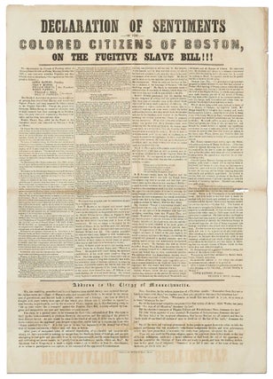 Item #414553 [Broadside]: Declaration of Sentiments of the Colored Citizens of Boston, on the...