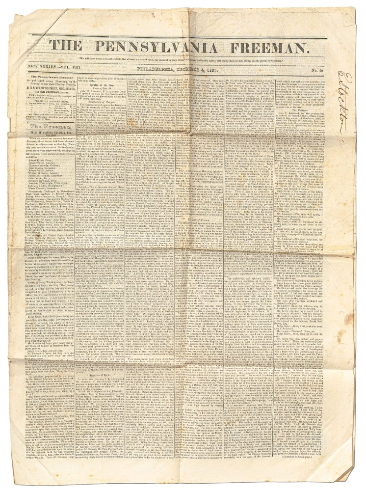 Item #415151 [The Christiana Riot Trial]: The Pennsylvania Freeman. December 4, 1851. New Series Vol. VIII No. 49. Oliver JOHNSON.