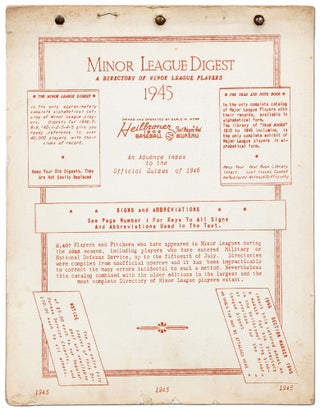 Item #415501 Minor League Digest: A Directory of Minor League Players 1945: An Advance Index to...