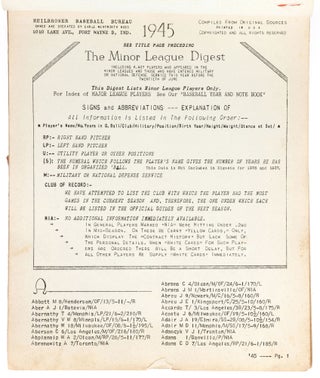 Minor League Digest: A Directory of Minor League Players 1945: An Advance Index to the Official Guides of 1946