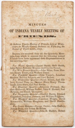 Item #415526 Minutes of Indiana Yearly Meeting of Friends. At Indiana Yearly Meeting of Friends,...