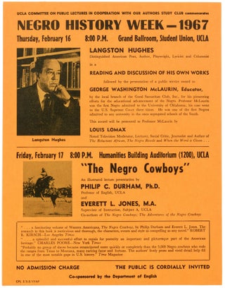 Item #415856 (Broadside Program): UCLA Negro History Week. Langston HUGHES