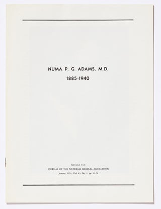 Item #416184 Numa P. G. Adams, M.D. 1885-1940. W. Montague COBB