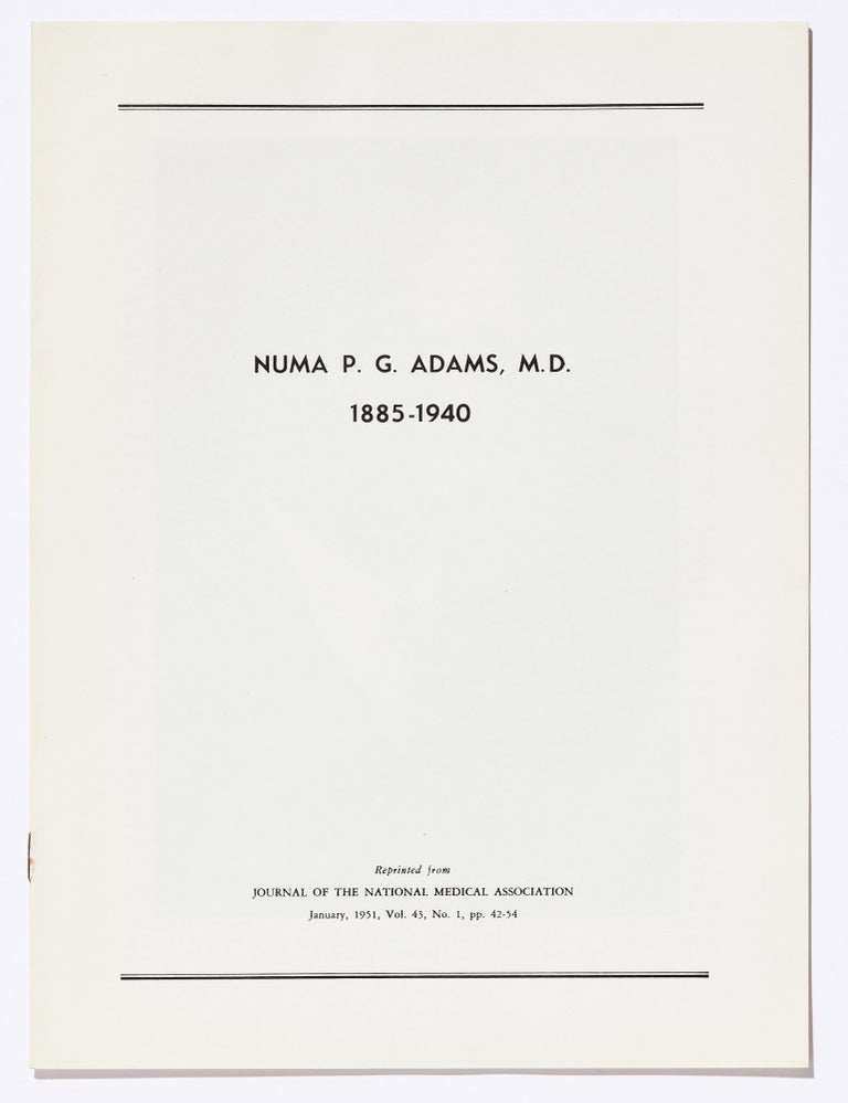 Item #416184 Numa P. G. Adams, M.D. 1885-1940. W. Montague COBB.