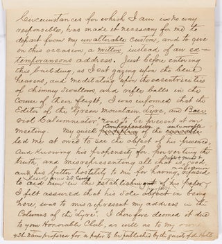 [Manuscript]: Oration at the Dedication of the Building of the Mt. Mansfield Rifle Club at Stowe, Vermont July 27, 1878