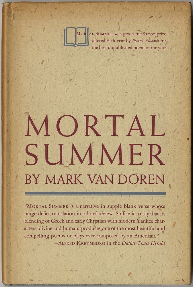 Item #418919 Mortal Summer. Mark Van DOREN.