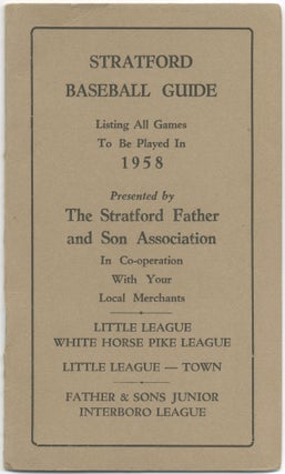 Item #419156 (Cover title): Stratford Baseball Guide. Listing all Games to be Played in 1958......