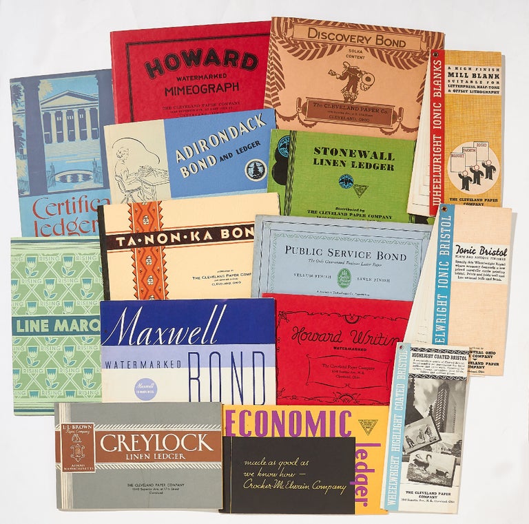 Item #419525 A Collection of 15 Paper Specimen Books Distributed by the Cleveland Paper Company, circa 1950s-60s